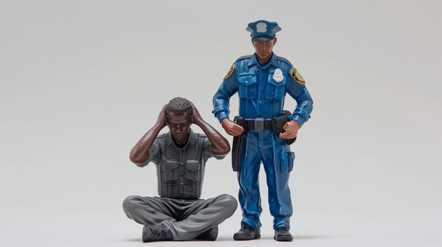 Toy police officer figurine with a man under arrest