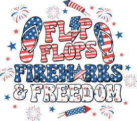 American Flag Patriotic Flip Flops, Fireworks freedom, etro red white and blue, Vintage 4th of July svg, Independence day t shirt design, American flag svg