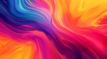 A burst of vivid and lively colors forming a gradient wave in a fluid motion, creating an abstract background that is both energetic and visually captivating.