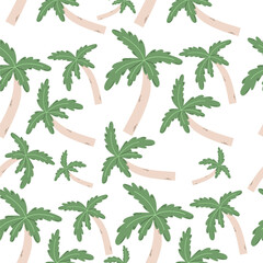 Palm tree  seamless pattern with cute design for kids, Summertime background for greetings, invitations, manufacture wrapping paper, textile and web design.