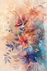 Elegant Painting of Flowers on White Background