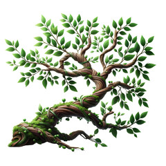 Bonsai green tree isolated in transparent background. 