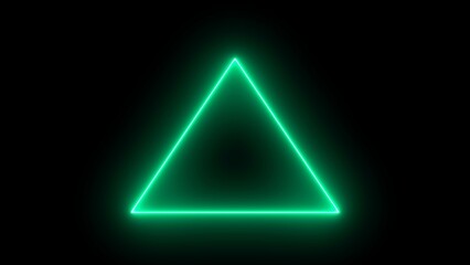 Glowing borders isolated on black background. Gradient neon triangle frames.