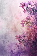 Pink Flowers on Purple Background