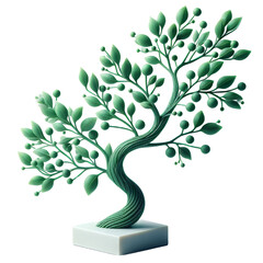 Green bonsai tree in a pot. Branching streams of vivid insight table tree. 