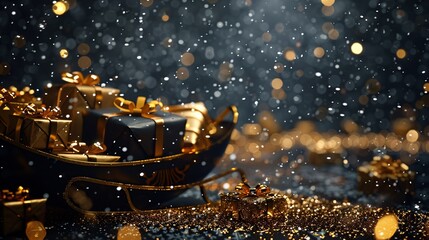 Golden Gift Boat A Sparkling Holiday Treat Generative AI