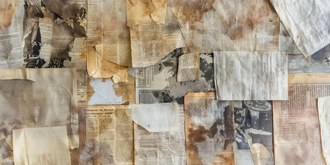 Old newspapers texture. Crumpled old vintage newspapers background.
