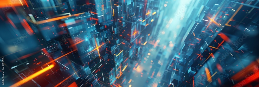 Poster futuristic abstract tech background with light beams - a dynamic and futuristic abstract tech backgr