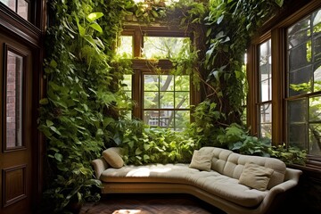 Fototapeta na wymiar Green Wall Delights: Sustainable Urban Living in NYC Brownstone Concepts