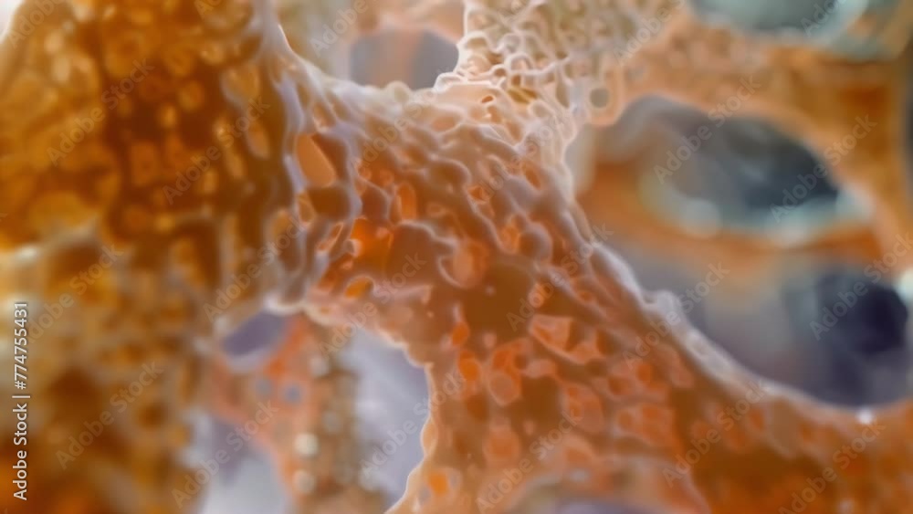 Poster a closeup of a bacterial biofilm highlighting the delicate weblike structure formed by the aggregati