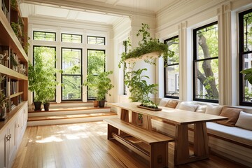 Fototapeta premium Airy Atmosphere Brownstone: Urban Jungle Open Floor Plan in New York