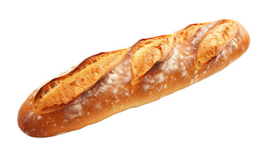 A long loaf of bread standing elegantly on a white background
