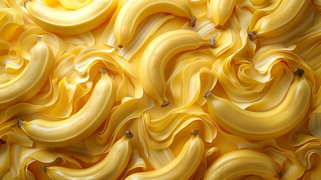 vibrant yellow bananas in a swirling pattern of freshness and health