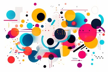 A collection of abstract, colorful vector patterns and shapes arranged in an artistic composition on a white solid background