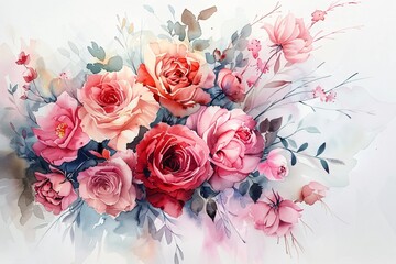 Flower Power A Vibrant Bouquet of Roses and Petals Generative AI