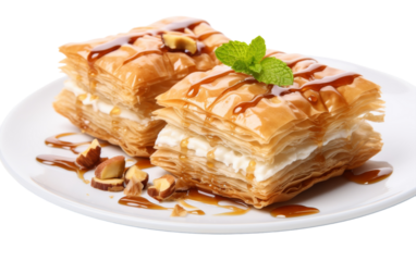 A white plate overflowing with a delectable dessert covered in an array of tempting toppings