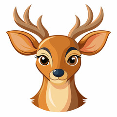 head of a friendly looking brown deer in cartoon style