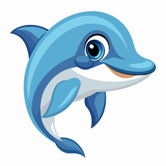 Obraz premium friendly blue dolphin in cartoon style