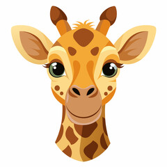 head of a friendly looking giraffe in cartoon style