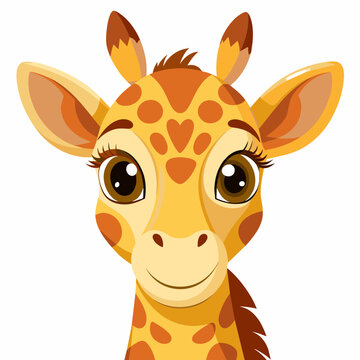 head of a friendly looking giraffe in cartoon style