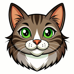 Obraz premium head of a friendly looking cat in cartoon style