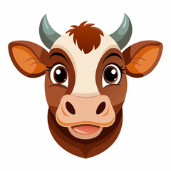 head of a friendly looking cow in cartoon style