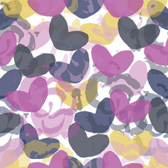 Seamless pattern. Multicolored hearts.