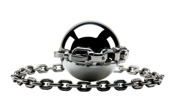 A mystical ball with a chain, symbolizing captivity and constraint