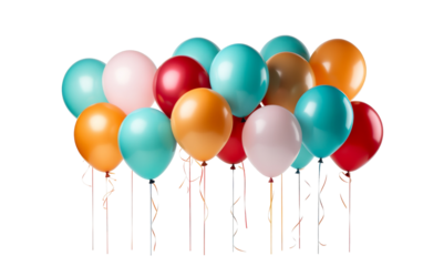 Colorful balloons gracefully dance in the sky, creating a vibrant spectacle of joy and movement