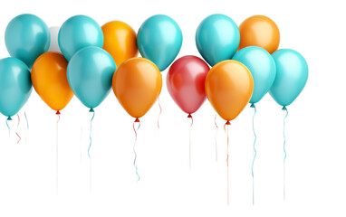 Colorful balloons float elegantly in the air, creating a whimsical and joyful scene