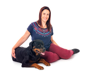rottweiler and woman