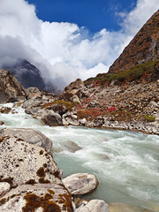 Beautiful mountain river in Himalayas. Nepal