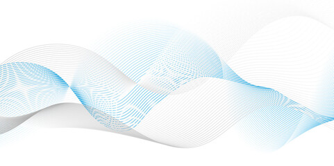 Vector Abstract crave wavy thin blend line on blue and white violet gradient Technology, data science, geometric border. Isolated on white wave element for dynamic smooth design background.