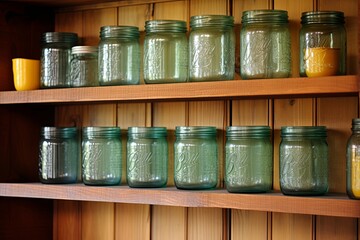 Mason Jar Marvel: Vintage Farmhouse Kitchen Ideas for Multipurpose Storage - obrazy, fototapety, plakaty