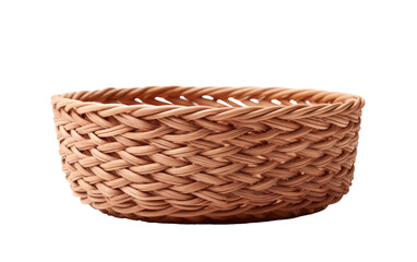 A handcrafted woven basket sits elegantly on a pristine white background