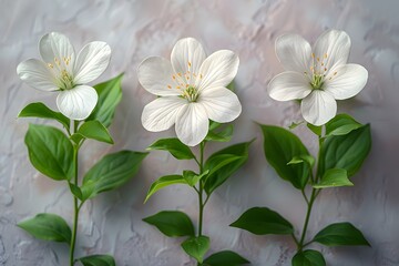 Group of White Flowers With Green Leaves