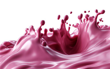 Pink milk wave splash background with flying drops, isolated on transparent background. Pink liquid waves and bubbles for design of product packaging in the style of pink liquid cream or milk. genera 