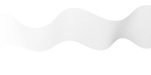 Vector Abstract crave wavy thin blend line on gray and white gradient Technology, data science, geometric border. Isolated on white wave element for design background.