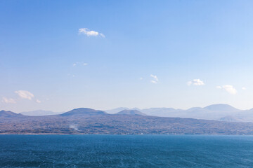 Lake Sevan blue water. Armenia - 774763886