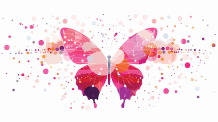 Pink Retro Butterfly background Flat vector 