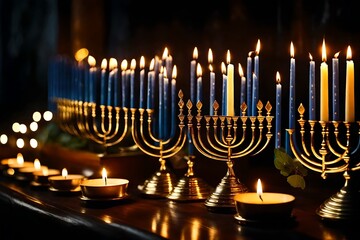hanukkah menorah with candle