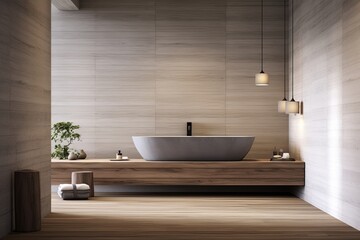 Fototapeta na wymiar Minimalist Fixtures for Zen-Inspired Bathrooms: Functional Design Ideas