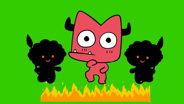 Hell animation on green screen