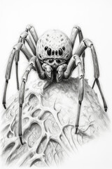 Fototapeta premium Pencil draw a creepy spider