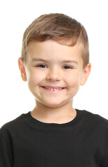 Passport photo. Portrait of boy on white background