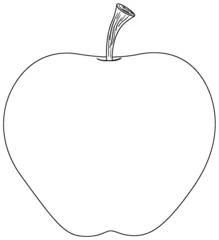 Abwaschbare Fototapete Kinder Vector line art of a single apple outline