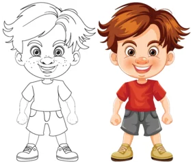 Deurstickers Vector illustration of a boy, colored and outlined. © GraphicsRF