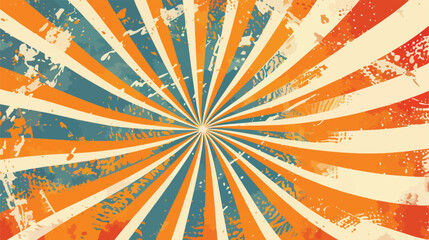 Retro swirl sun groovy banner background. Abstract gr - obrazy, fototapety, plakaty