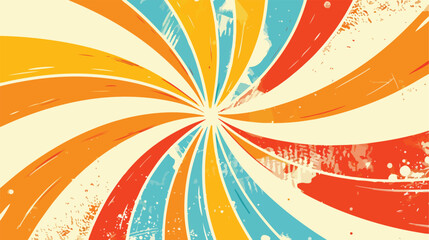 Retro swirl sun groovy banner background. Abstract gr