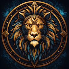 Golden lion logo design